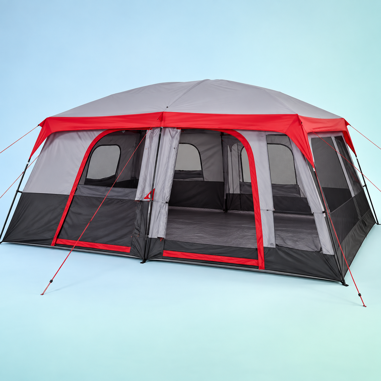 Red and grey 12 person cabin camping tent
