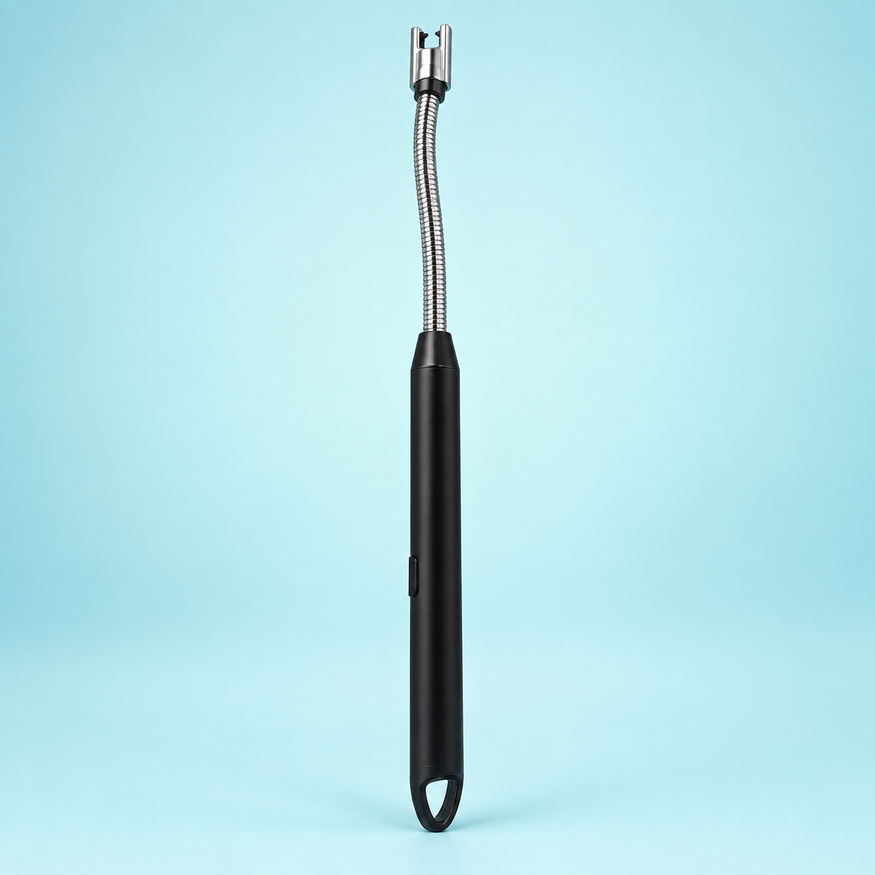 Black electric lighter with flexible metal neck